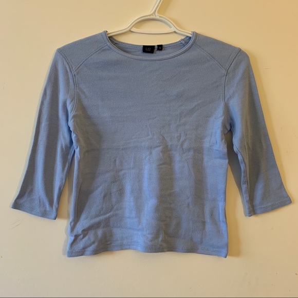 💙 Blue 3/4 Sleeve Crop Top - Picture 1 of 2